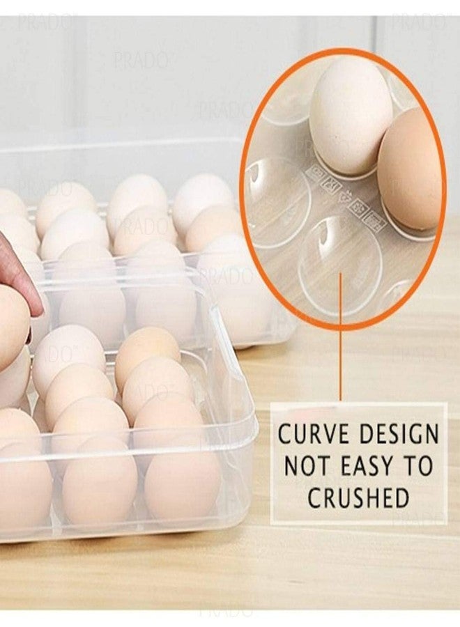 Cpixen 2 Layer 48 Grid Egg Storage Box/Food Storage Box/Vegetable Storage Basket/48 Grid Egg Holder with Tray Plastic Carrier Cases/Double Layer Egg Box(Multicolor) - Image 3